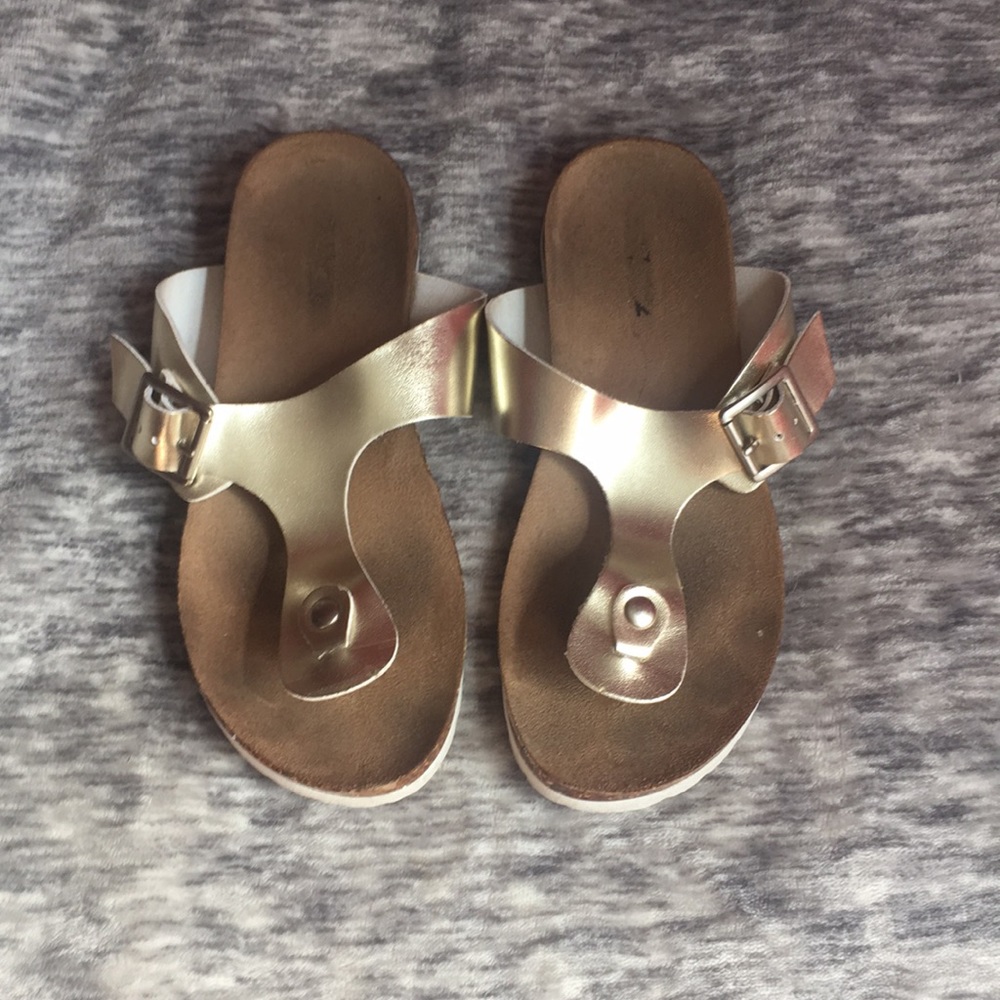 Goddess Slide Sandals with Metallic Gold Strap